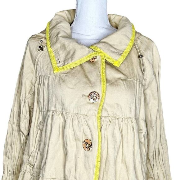 Anthro Hei Hei Khaki Tiered Swing Trench Coat womens medium - Picture 6 of 13